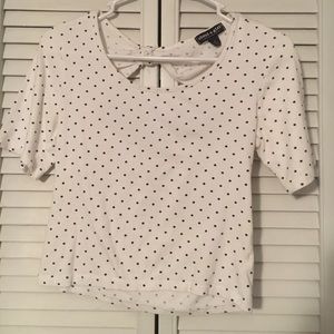Polka Dot Bow Short Sleeve Top